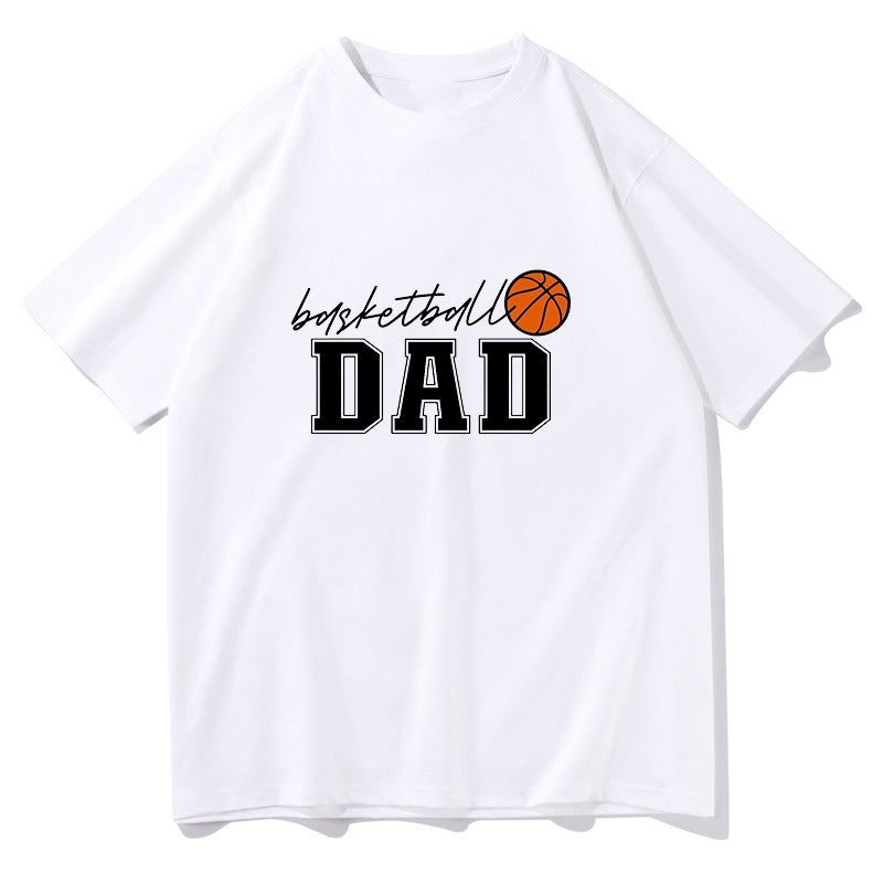 Sporty Basketball Dad Hoops and Letters Print Tee