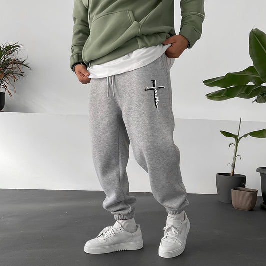 Faith Cross Printed Men's Casual Streetwear Sweatpants