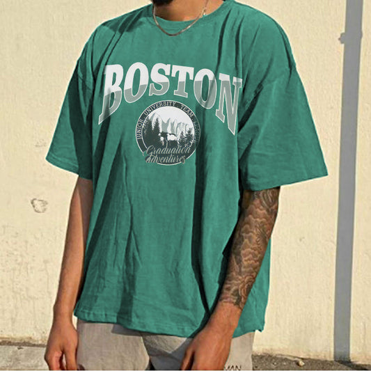 Boston Alphabet Graphic Print Men's T-Shirt