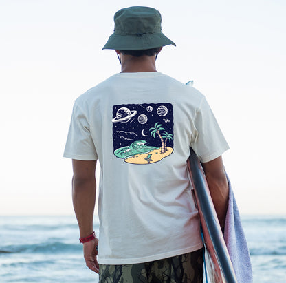 Surfing Graphic Print Men's Cotton T-shirt