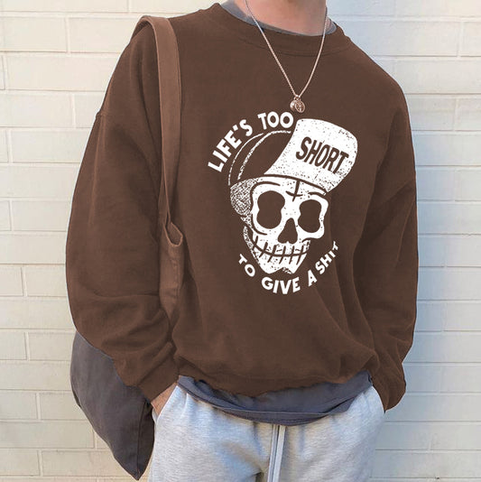 Skull Print Coffee Sweatshirt