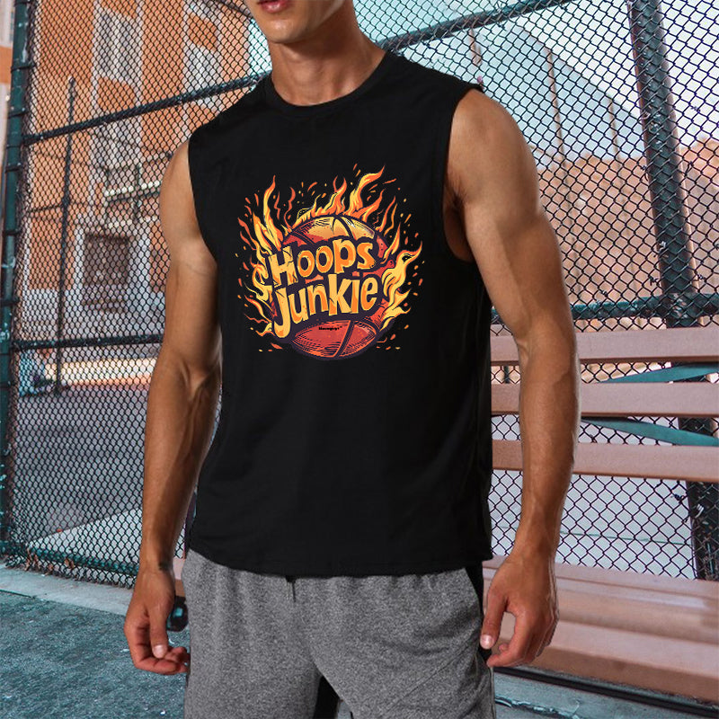 Hoops Junkie Flame Print Men's Tank Top-C