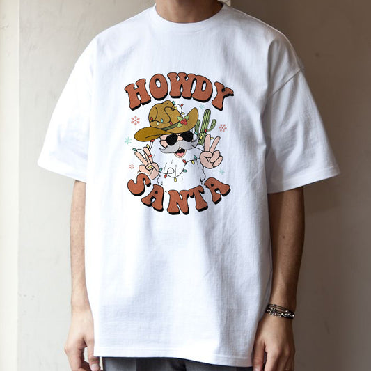 Howdy Santa Claus Print Cotton Tee