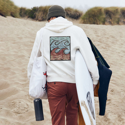 Surfing Graphic Print Men's Fleeced Hoodie