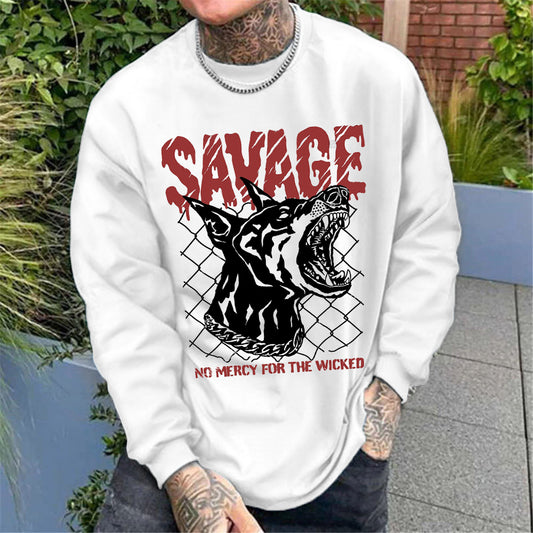 Savage Doberma Men's Dog Print Long Sleeve T-Shirts -A