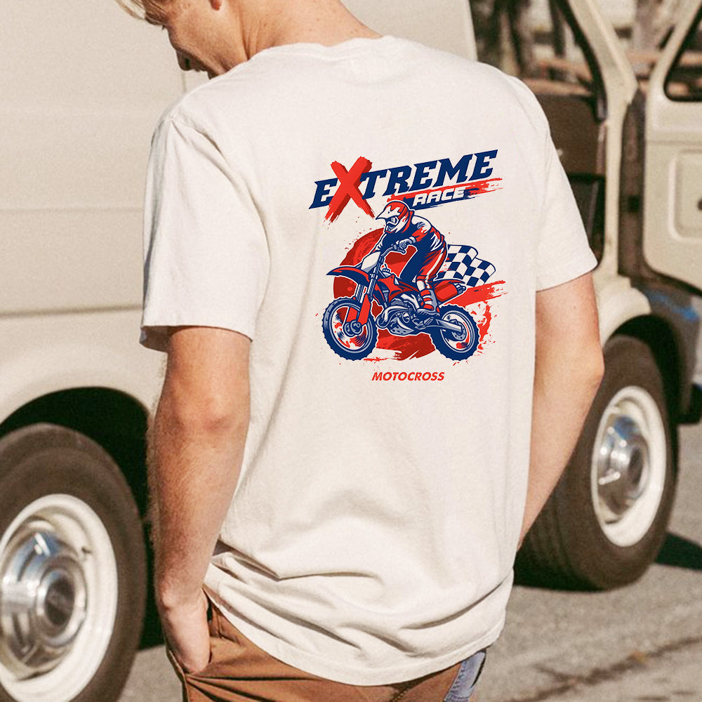 Motorcycle Racing Graphic Print Men's Cotton T-shirt