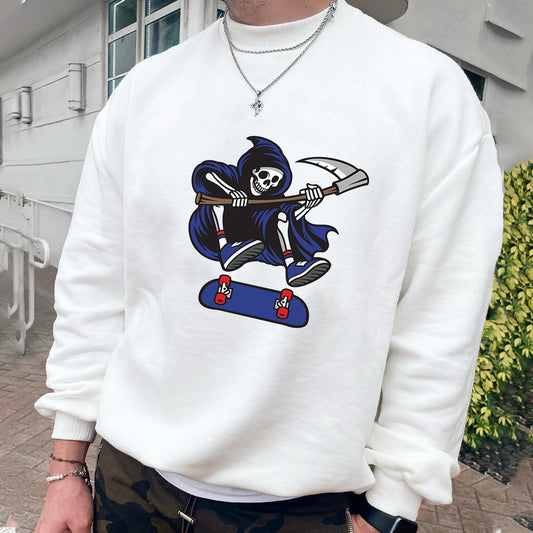 Skull and Skateboard Casual Sweatshirt