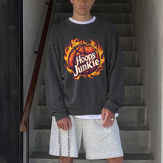 Hoops Junkie Basketball Print Men's Pullover Sweatshirt