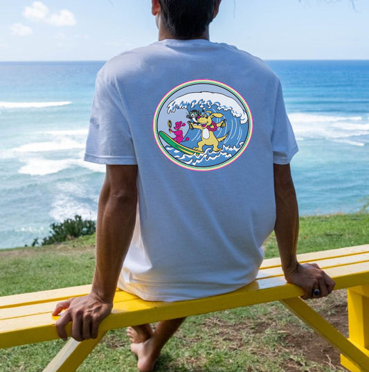 Dog Surfing Graphic Print Men's Cotton T-shirt