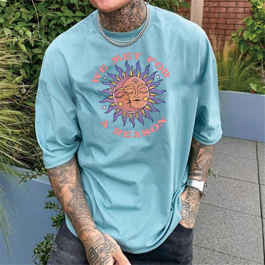 Sun Moon Graphic Print Casual Men's T-Shirt