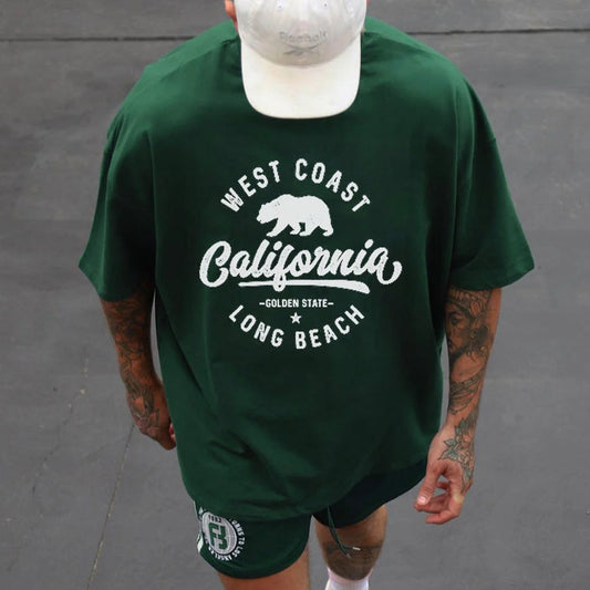 California Men's Vintage Streetwear Short Sleeve T-shirts