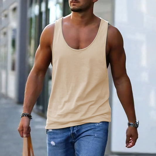 Men's Basic Casual Sleeveless Tank Top-A