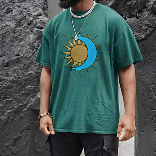 Sun and Moon Graphic Print Casual Men's T-Shirt