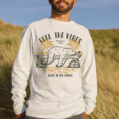 Feel the Vibes Men's Fashion Long Sleeve T-Shirts-B