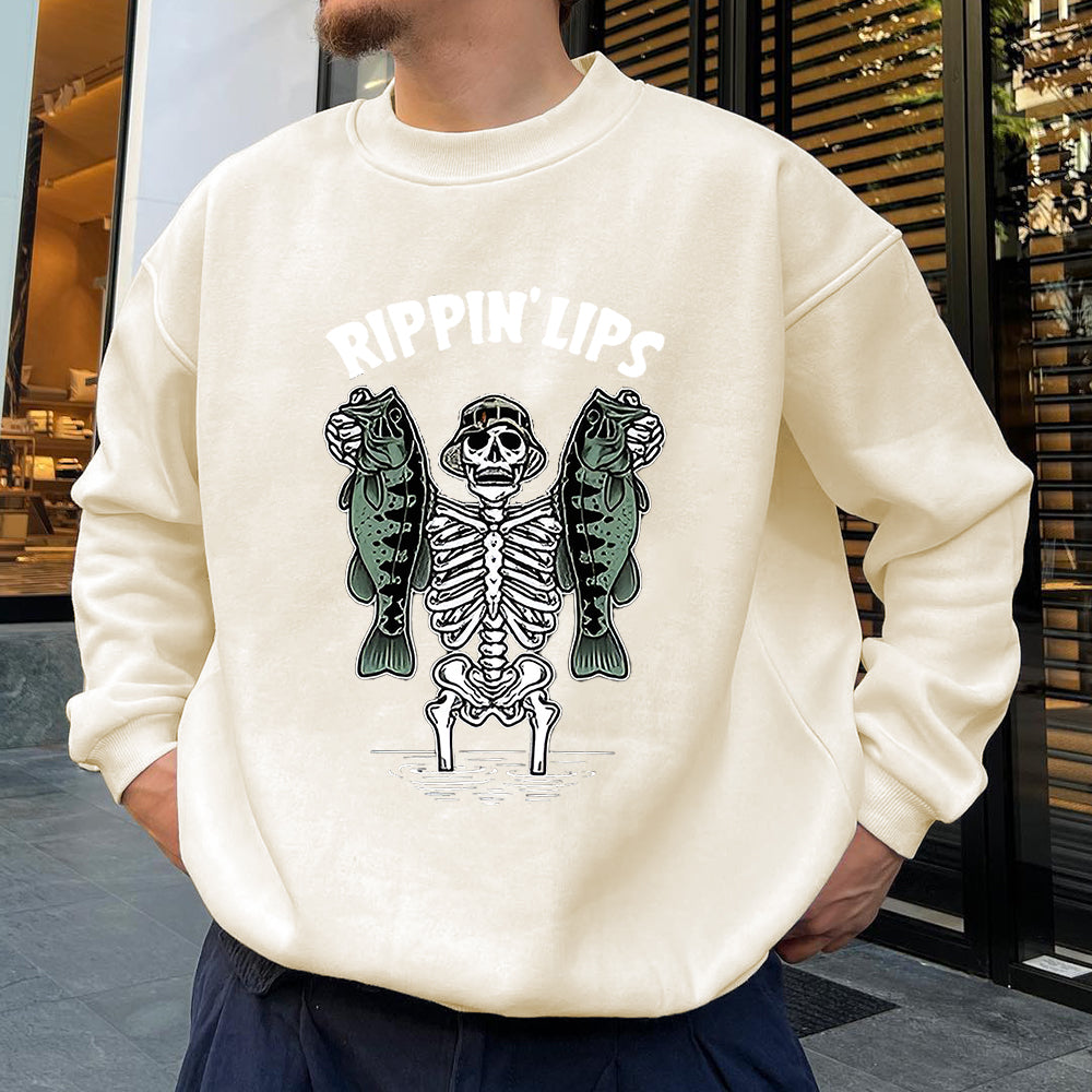 Skull and Fish Print Men's Sweatshirt