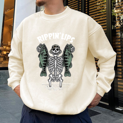 Skull and Fish Print Men's Sweatshirt