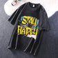 Men's "Stay Happy" Vintage Washed Graphic Tee