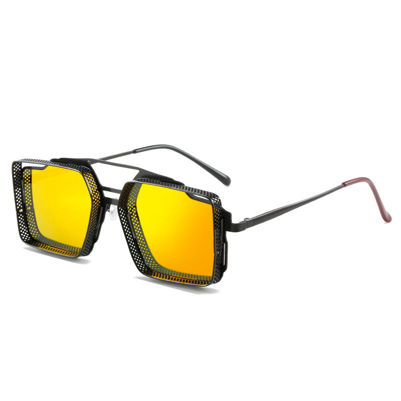 Retro Metal Hollow Square Frame Men's Sunglasses