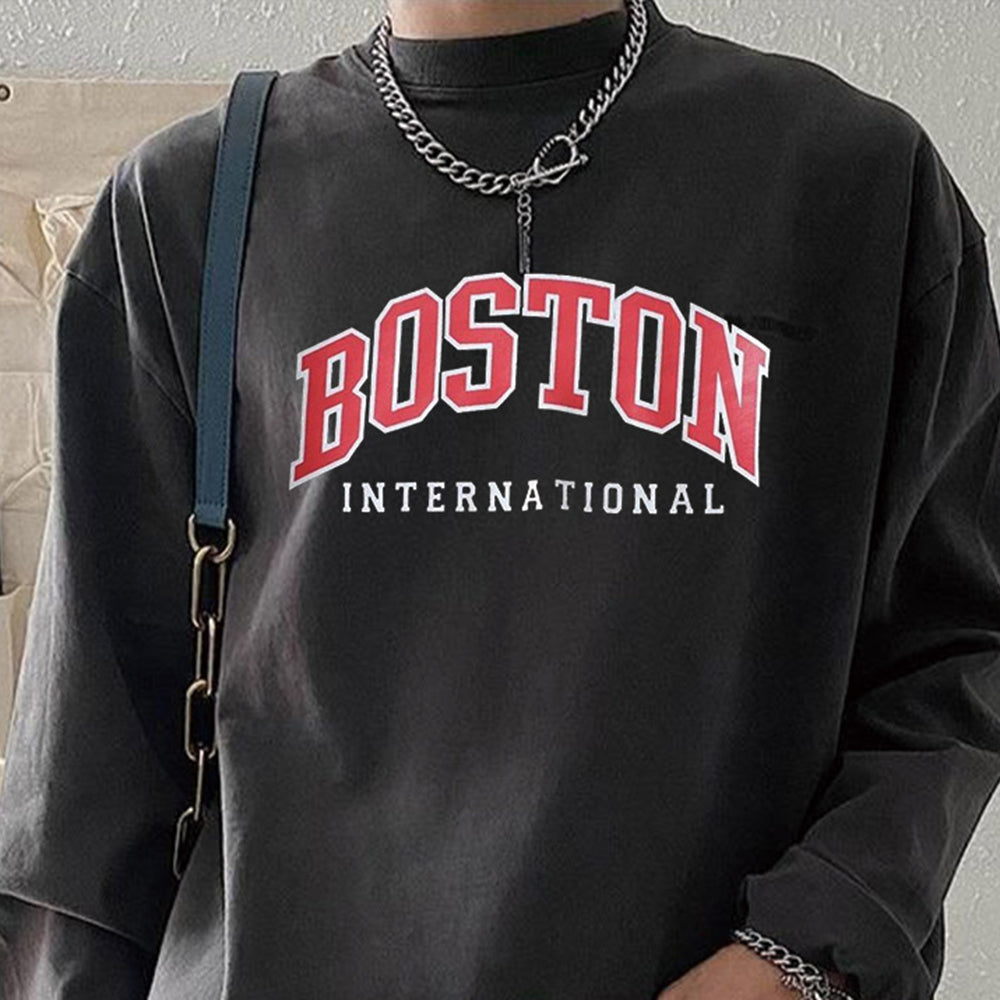 Boston Men's Casual Long Sleeve T-Shirts-B