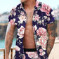 Clearance-Floral Print Hawaiian Vacation Two-Piece Set-L
