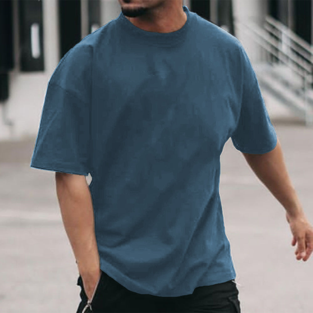 Solid Color Loose Casual Short Sleeve Men's T-Shirt