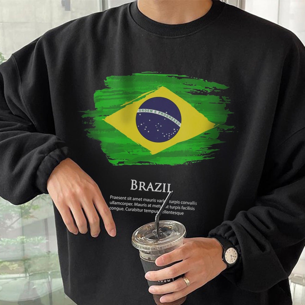Brazil Men's Crew Neck Fashion Sweatshirt