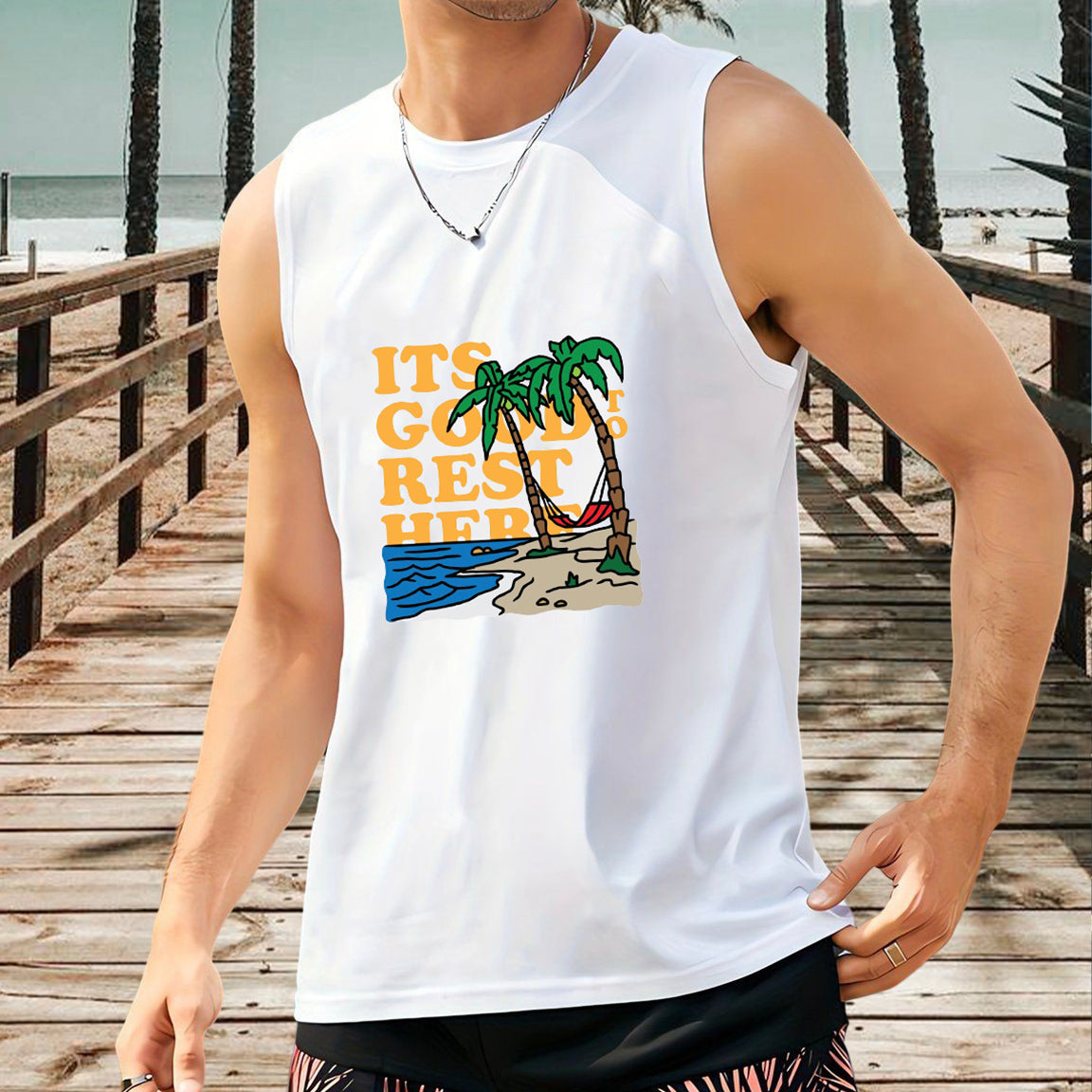 Summer Vacation Vibe Men's Tank Top-C