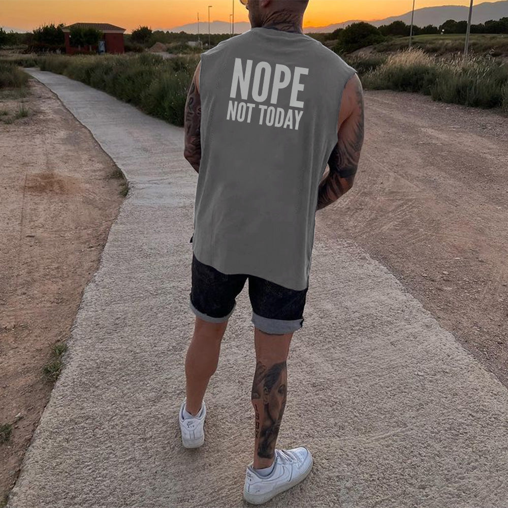 “Nope Not Today” Print Casual Men's Tank Top