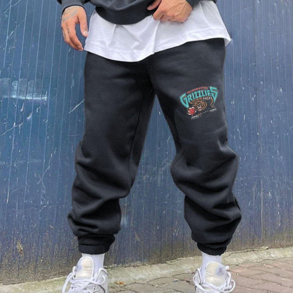 Grizzlies Men's Sports Streetwear Fleeced Sweatpants