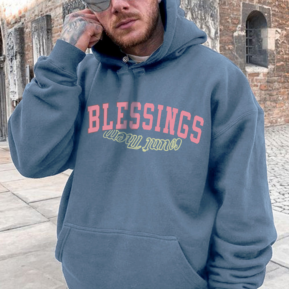 Clearance-Blessings Graphic Print Casual Men's Hooded-M