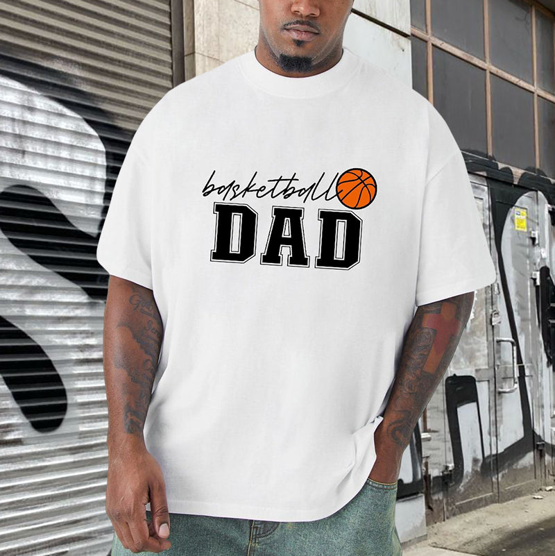Sporty Basketball Dad Hoops and Letters Print Tee