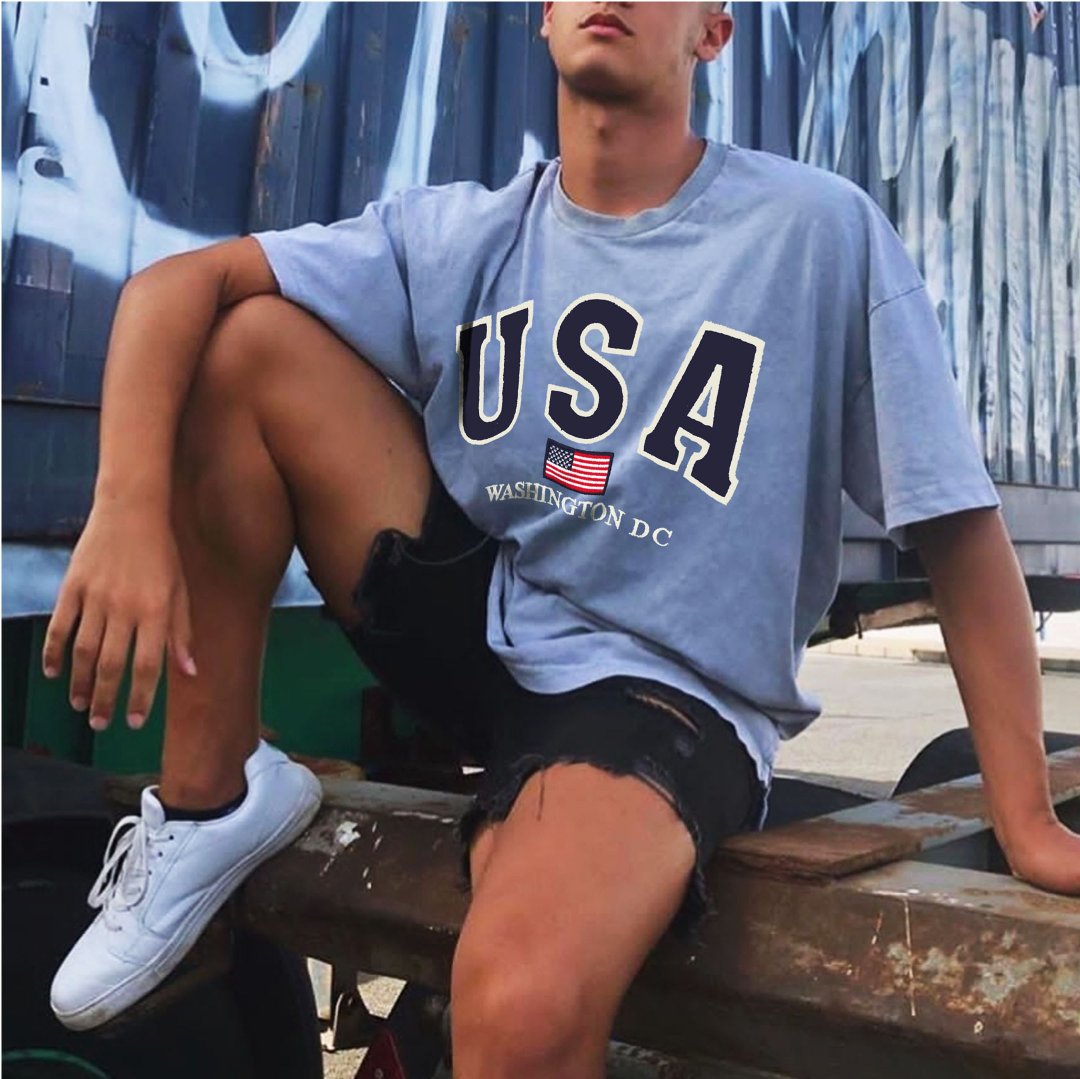 Alphabet Graphic Print Men's Short Sleeve T-Shirt