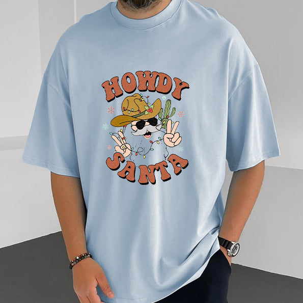 Howdy Santa Claus Print Cotton Tee