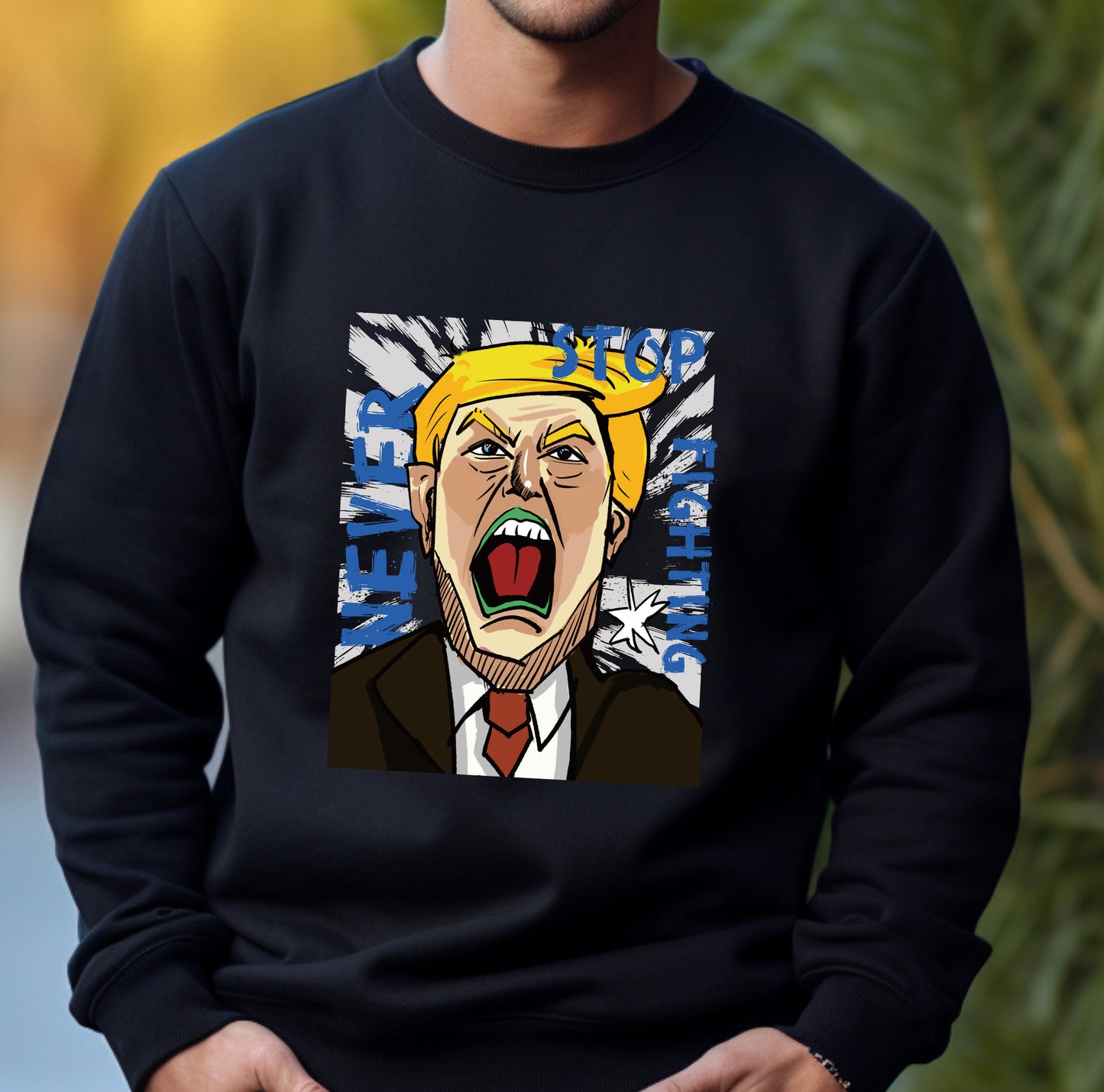 NOVAROPA™ Never Stop Fighting Men's Sweatshirt Inspired by Trump