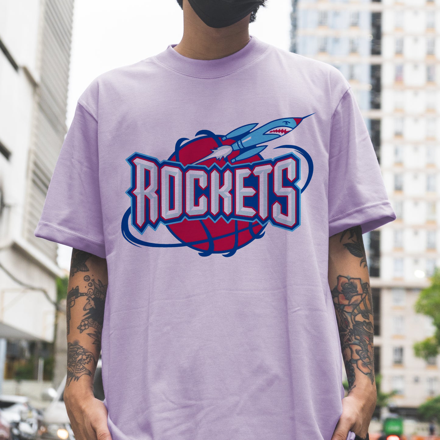 Rocket Graphic Letter Basketball Casual Men's T-Shirt
