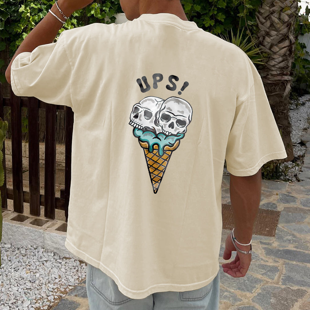 Skull Ice Cream Cone Men's Cotton T-shirt 230g