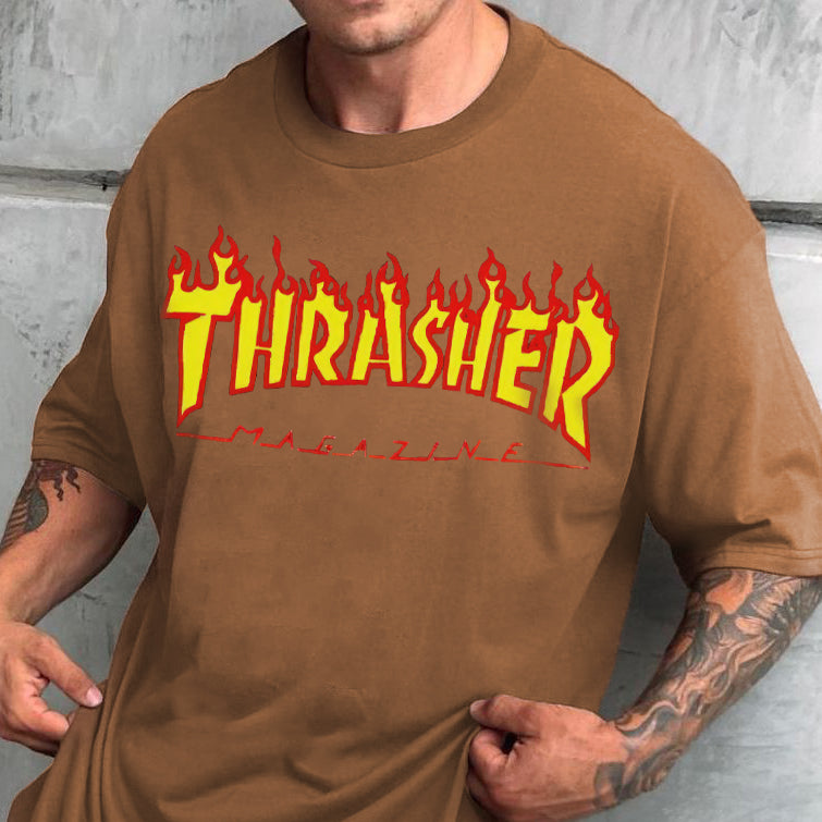 THRASHER Alphabet Graphic Print Loose Casual Men's T-Shirt