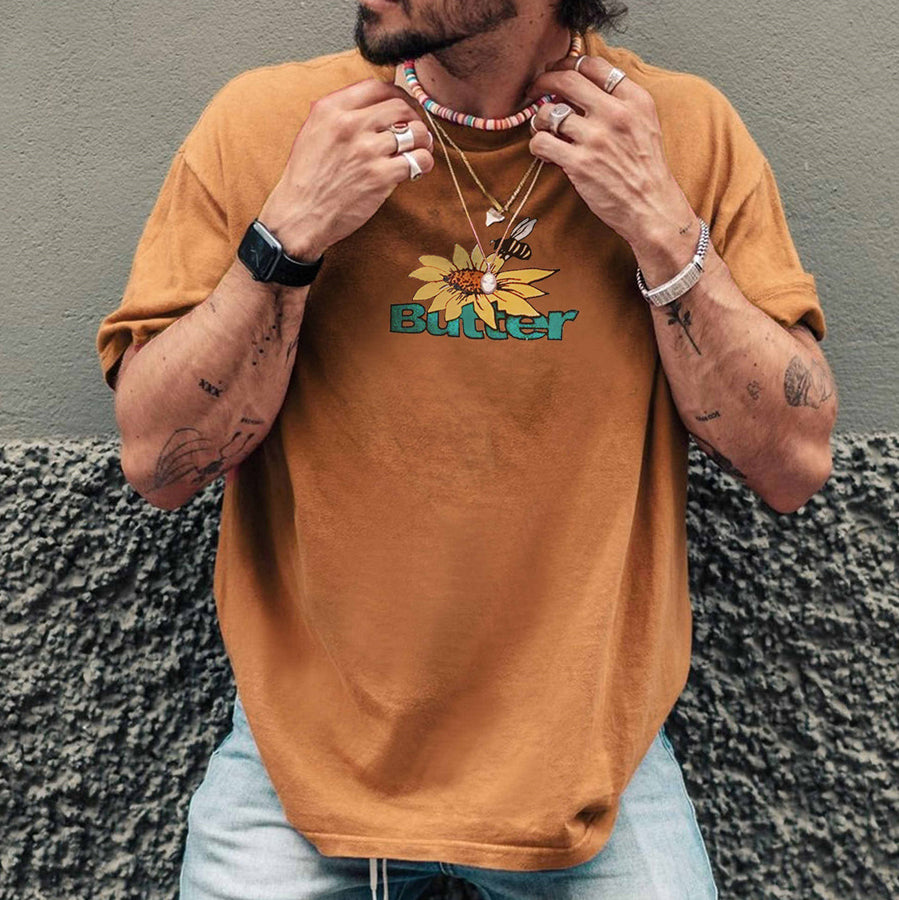 Street Fashion Simple Printing Casual Loose Round Neck Short Sleeve T-Shirt