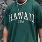 Men HAWAII Print Crew Neck Short Sleeve T-Shirt
