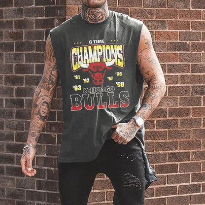 Clearance-Bulls Graphic Print Loose Athleisure Men's Tank Top-L