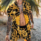 Men's Yellow Floral Print Two Pieces