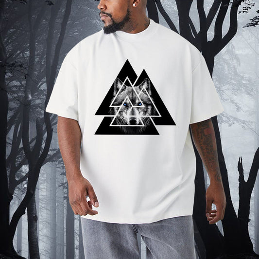 Norse Mythology Valknut Wolf Print Men's T-shirt