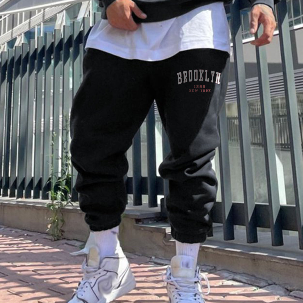 Brooklyn 1898 New York Men's Streetwear Fleeced Sweatpants