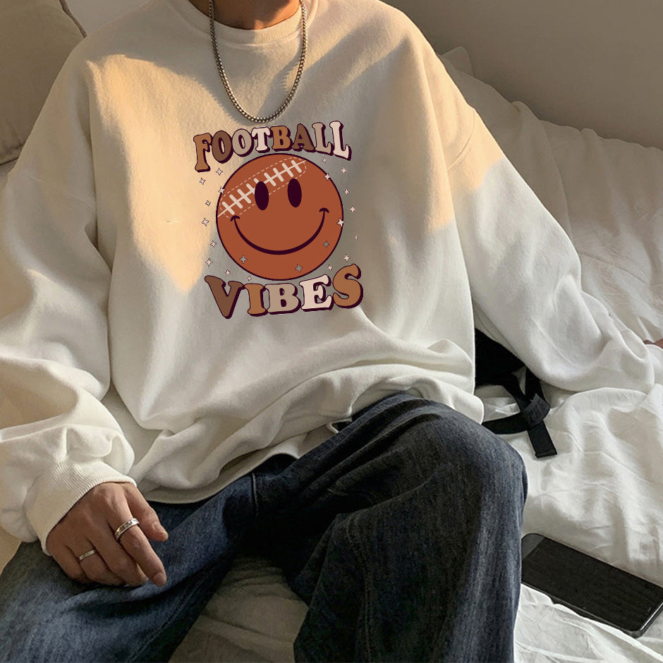 Smiley Face Football Vibes Men's Sweatshirt