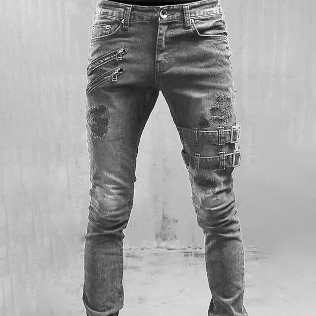 Stylish Moto-inspired Distressed Skinny Jeans