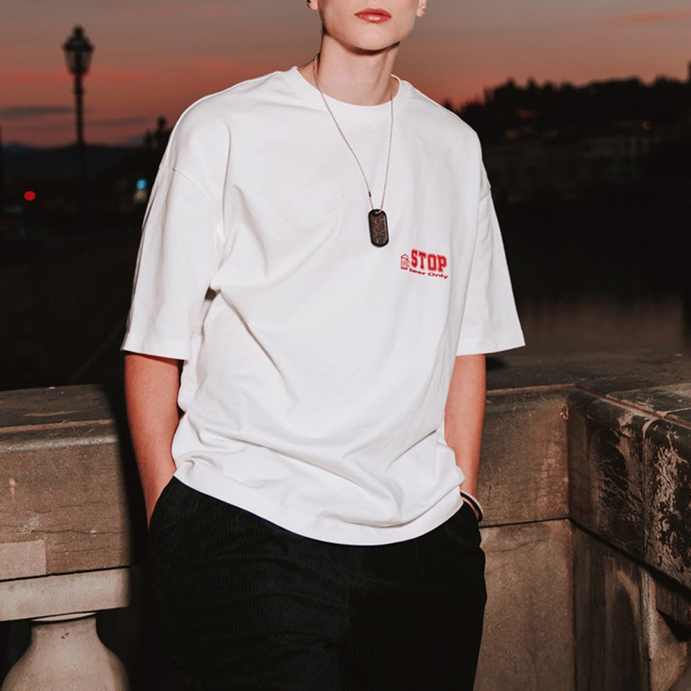 Stop Sign Graffiti Men's Oversized T-shirt 230g