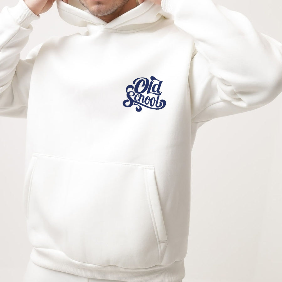 Old School Letter Print Fleece Hoodie