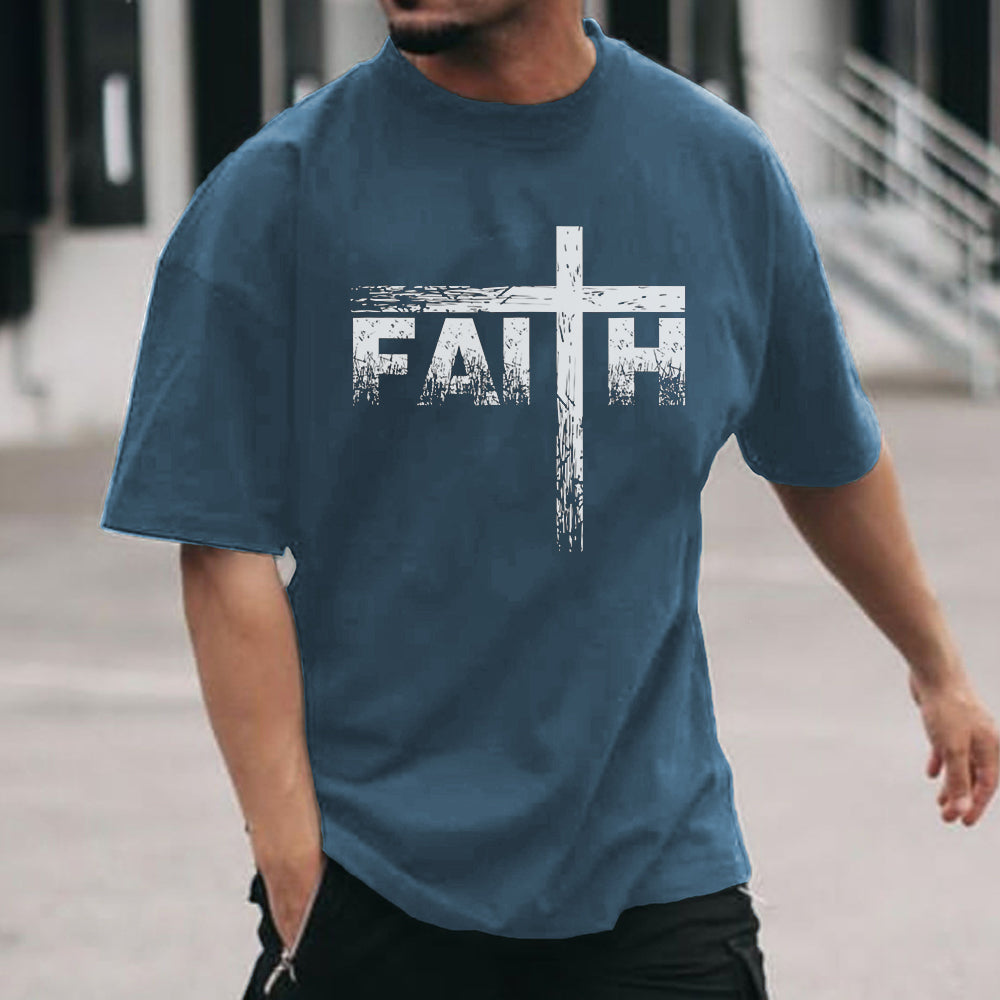 Men's Faith Printed Round Neck T-Shirts