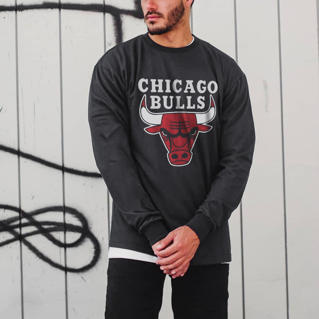 Champions Bulls Men's Basketball Sports Long Sleeve T-Shirts-A