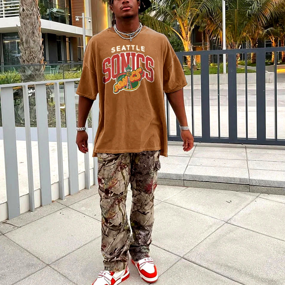 Sonics Men's Vintage Streetwear Short Sleeve T-shirts